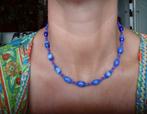 Nieuwe zelfgemaakte ketting met glaskralen blauw/rood, Ophalen of Verzenden, Nieuw, Blauw, Overige materialen