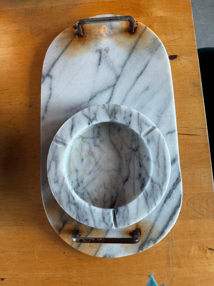 Vintage Marmeren Asbak met Handvatten, Antiek en Kunst, Antiek | Woonaccessoires, Ophalen of Verzenden