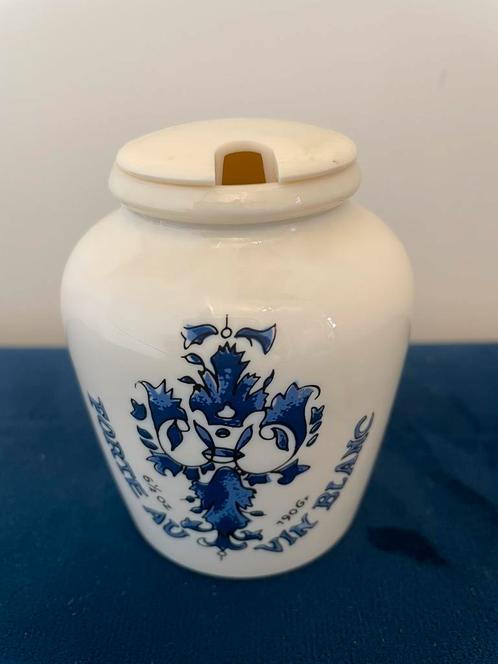 Vintage melkglazen Frans mosterdpotje | Fine de Dijon, Antiek en Kunst, Antiek | Keramiek en Aardewerk, Ophalen of Verzenden