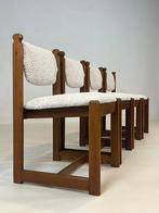 Vintage eiken/brutalist eetkamerstoelen + gratis levering, Wit, Zo goed als nieuw, Vier, ÅTMØS