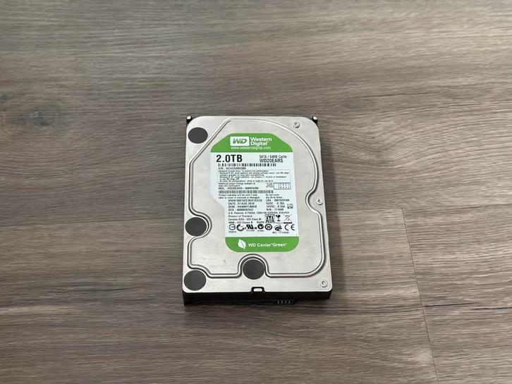 1x WD Green 2TB SATA HDD, Computers en Software, Harde schijven, Gebruikt, Desktop, Intern, HDD, SATA, Verzenden