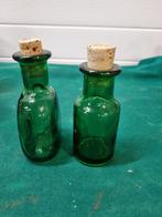 flesjes groen glas met kurk vintage, Ophalen of Verzenden