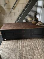 Stoer teakhouten tv-meubel, Ophalen, 25 tot 50 cm, Minder dan 100 cm