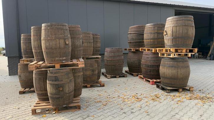 Drankvat / wijnvat - oud en authentiek, Tuin en Terras, Bloembakken en Plantenbakken, Zo goed als nieuw, Hout, 60 tot 100 cm, Rond