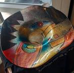 Kleurrijke grote schaal van glas. Doorsnee 45 cm, Ophalen of Verzenden