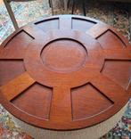 Design vintage zwaar teakhouten draaiplateau, Ophalen of Verzenden, Zo goed als nieuw, Rond, Hout