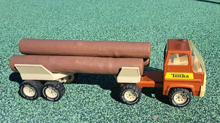 Zeldzaam tonka truck  met trailer vintage  jaren 70 auto, Hobby en Vrije tijd, Modelauto's | 1:24, Gebruikt, Bus of Vrachtwagen