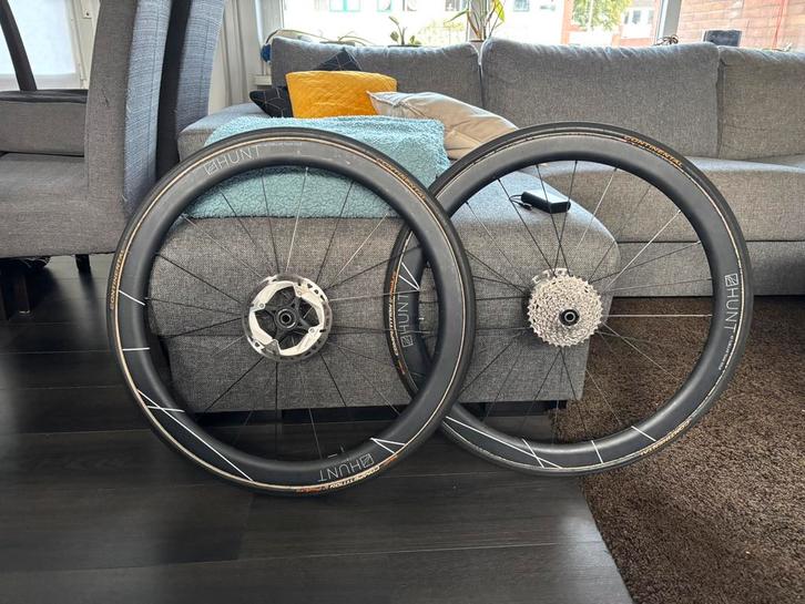 HUNT 45 Team editie schijfremmen wielen, Fietsen en Brommers, Fietsonderdelen, Zo goed als nieuw, Racefiets, Wiel, Ophalen of Verzenden