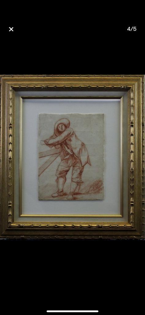 Hollandse school rode krijt tekening uit medio 1750 zeldzaam, Antiek en Kunst, Kunst | Schilderijen | Klassiek, Ophalen of Verzenden