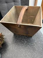 Nostalgische houten bak met afneembaar houten hengsel, Ophalen of Verzenden, Minder dan 50 cm