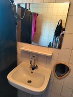Wastafel met Kraan, Plankje en Spiegel, Huis en Inrichting, Badkamer | Badkamermeubels, Ophalen, Gebruikt, Minder dan 50 cm, Minder dan 100 cm