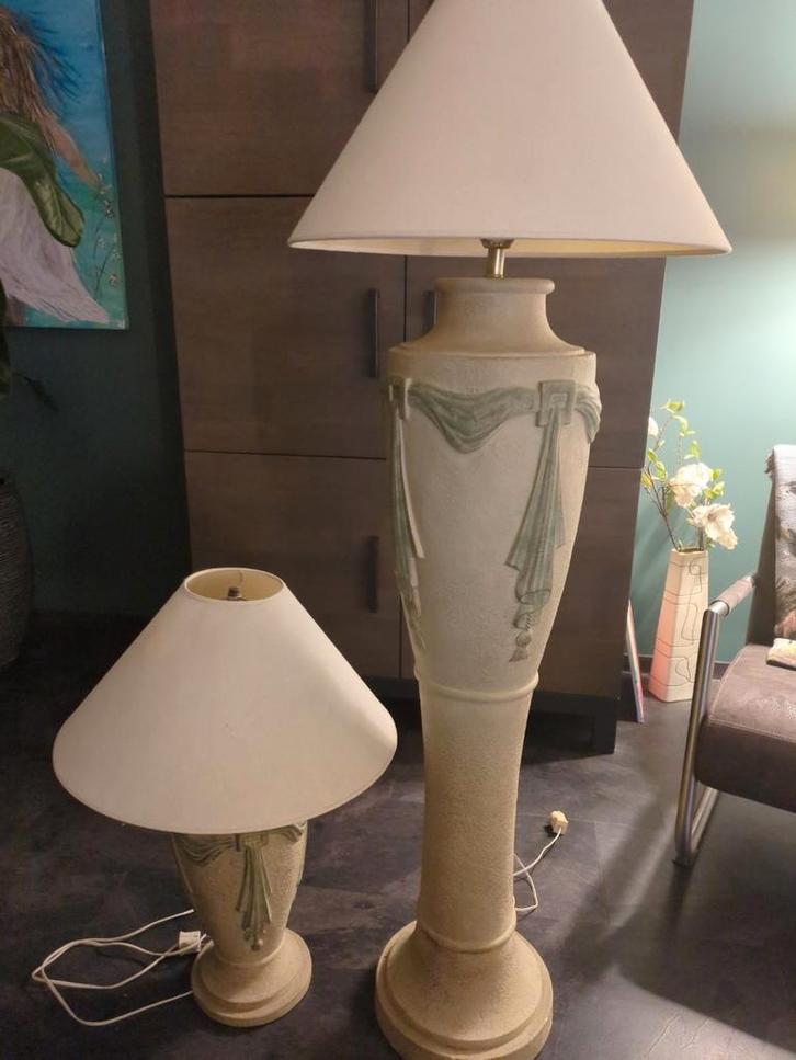 Vintage Stenen Lampen Set - 2 Stuks, Huis en Inrichting, Lampen | Tafellampen, Ophalen