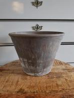 Bloempot terracotta bruin & grijs, Tuin en Terras, Bloempotten, Gebruikt, Tuin, Rond, Ophalen of Verzenden