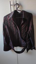 Zwart/donkerrood gestreepte overslag blouse maar 44, Promiss, Maat 42/44 (L), Ophalen of Verzenden, Zo goed als nieuw