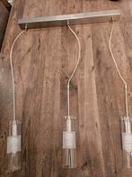 Tafellamp met glazen kelken en RVS, Huis en Inrichting, Lampen | Hanglampen, Gebruikt, Ophalen of Verzenden, Glas, Modern