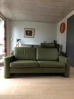 Montel, groene leren tweezits bank, Ophalen, 150 tot 200 cm, Tweepersoons, 75 tot 100 cm