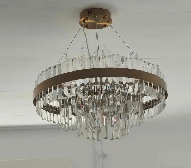 Moderne Gouden Kroonluchter, Huis en Inrichting, Lampen | Kroonluchters, Ophalen of Verzenden