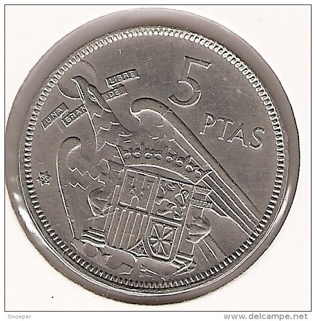 spain 5 pesetas 1957 (65) km 786 xf+, Postzegels en Munten, Munten | Europa | Niet-Euromunten, Verzenden, Overige landen, Losse munt