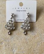 fonkelende strass / kristal oorbellen Kerstboom 925 zilver, Ophalen of Verzenden, Nieuw