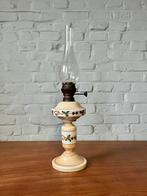 Antieke vintage olielamp glas porselein, Antiek en Kunst, Ophalen