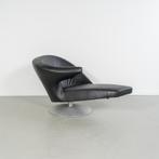 1x Leolux Parabolica Fauteuil Links Zwart Leer - Aluminium, Gebruikt, 125 tot 150 cm, Ophalen of Verzenden, Metaal