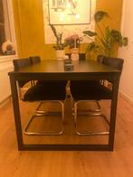 Zwarte eettafel, Huis en Inrichting, Tafels | Eettafels, Gebruikt, 200 cm of meer, Rechthoekig, 50 tot 100 cm