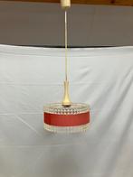 Vintage acryl kunststof hanglamp met prisma patroon, rood, Ophalen of Verzenden, Gebruikt, Kunststof, Minder dan 50 cm