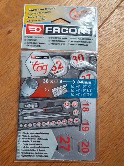 Facom "Le tag" stickers voor in 1/4" 3/8" 1/2" doppen Nieuw., Auto diversen, Autogereedschap, Nieuw, Ophalen of Verzenden