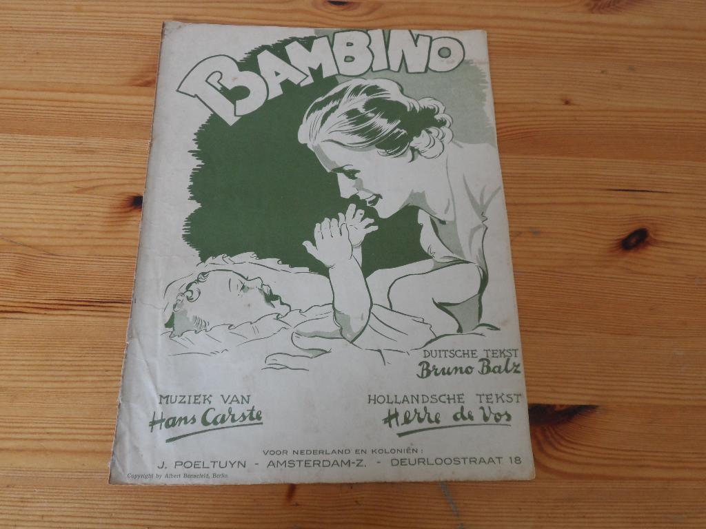 Bambino - hans carste, Muziek en Instrumenten, Bladmuziek, Zang, Gebruikt, Ophalen of Verzenden, Artiest of Componist