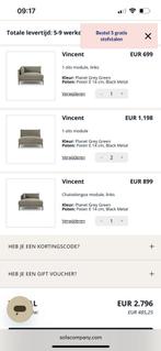 Bankstel (Sofacompany) grijsgroen, Huis en Inrichting, Ophalen, Minder dan 10 m²