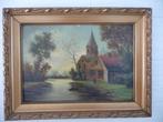 schilderij LANDSCHAP TAFEREEL van E.A.REISIG uit 40-jaren, Antiek en Kunst, Ophalen