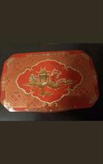 Vintage blik met Aziatische print, Ophalen of Verzenden