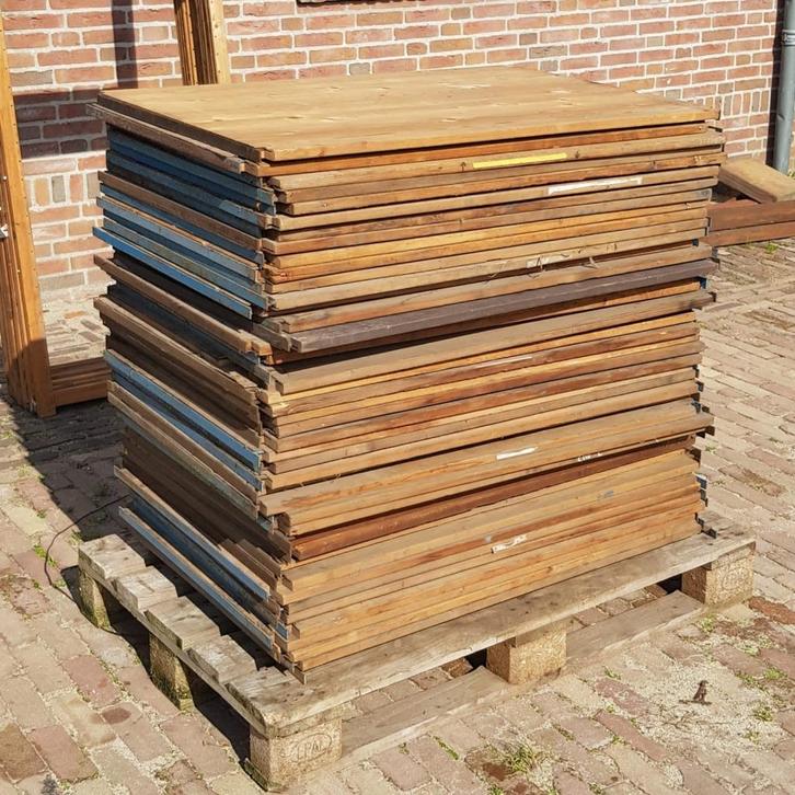 Partij Lundia houten stelling legborden staanders, Huis en Inrichting, Kasten | Stellingkasten, Gebruikt, Ophalen