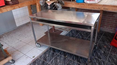 Rvs werktafel op wielen, Tuin en Terras, Buitenkeukens, Ophalen
