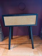 2x Zwart webbing/rotan nachtkastje met lade, Ophalen, Gebruikt, Minder dan 45 cm, Minder dan 55 cm