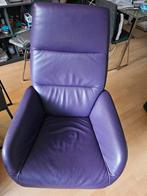 Paarse fauteuil van Montel, Huis en Inrichting, Gebruikt, Leer, Ophalen
