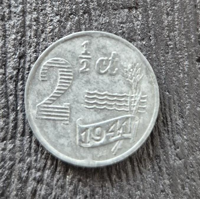 2.5 cent zink 1941 origineel oorlogsgeld, Postzegels en Munten, Munten | Nederland, Losse munt, Overige waardes, Koningin Wilhelmina