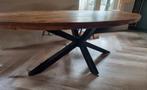 Ovale Eettafel - Mango Houten Blad, Stalen Poot, Ophalen, 100 tot 150 cm, 200 cm of meer, Zo goed als nieuw