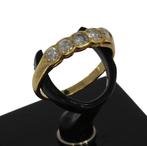 Sale 20 karaats gouden dames rij ring met 5 diamanten 0,50ct, Sieraden, Tassen en Uiterlijk, Ringen, Goud, Goud, Met edelsteen