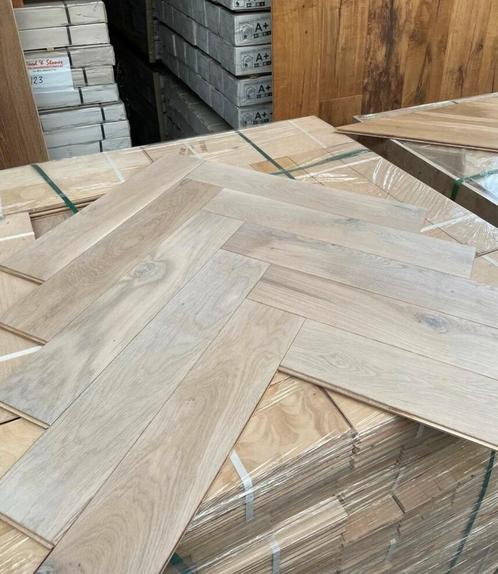 WEEKAANBIEDING! EIKEN VISGRAAT PARKET KANT & KLAAR GEOLIED, Huis en Inrichting, Stoffering | Vloerbedekking, Nieuw, Parket, Wit