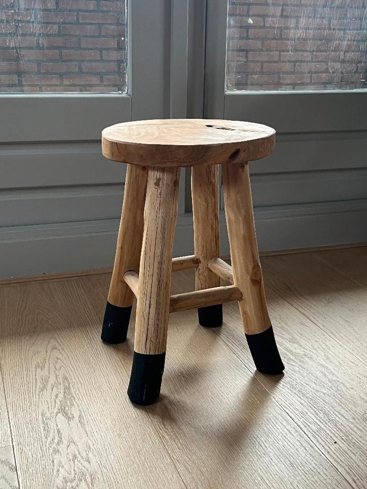 MOOS Danny Kruk – Massief Teak, Huis en Inrichting, Krukjes, Zo goed als nieuw, Hout, Ophalen