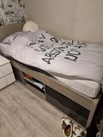 Eenpersoonsbed 90x200 Leen Bakker - Licht eiken, Huis en Inrichting, Slaapkamer | Bedden, Gebruikt, 90 cm, Eenpersoons, Beige