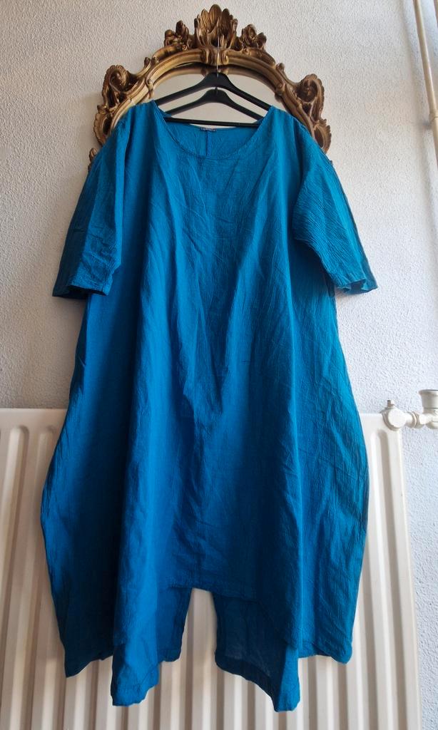 Nieuw! Kekoo blauw drie kwart mouw ballon blouse jurk split, Kleding | Dames, Grote Maten, Nieuw, Jurk, Blauw, Ophalen of Verzenden