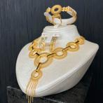21k gouden set ketting armband oorbellen ring nieuw, Ophalen of Verzenden, Zo goed als nieuw, Goud