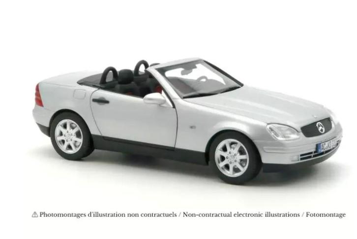 Mercedes Benz SLK 1996 Brillant Grijs Modelauto 1/18 Norev, Hobby en Vrije tijd, Modelauto's | 1:18, Nieuw, Auto, Norev, Ophalen of Verzenden