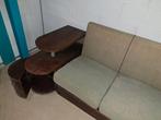 Art deco driezits bank olijfgroen met bar, Ophalen, Gebruikt, 125 cm of meer, 75 tot 100 cm