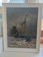 Schilderij met schepen 35x45, Antiek en Kunst, Kunst | Schilderijen | Klassiek, Ophalen of Verzenden