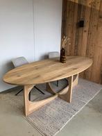 Eiken ovaal 240cm met eiken houten poot, 200 cm of meer, Ophalen of Verzenden, Zo goed als nieuw, Vijf personen of meer