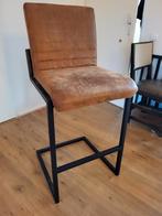 Leren Barstoel met Metalen Frame, Huis en Inrichting, Barkrukken, Ophalen, Gebruikt, Met voetsteun, 60 tot 90 cm