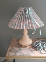 Prachtige vintage marmer lamp met plissé kap, Huis en Inrichting, Lampen | Tafellampen, Ophalen of Verzenden, Zo goed als nieuw